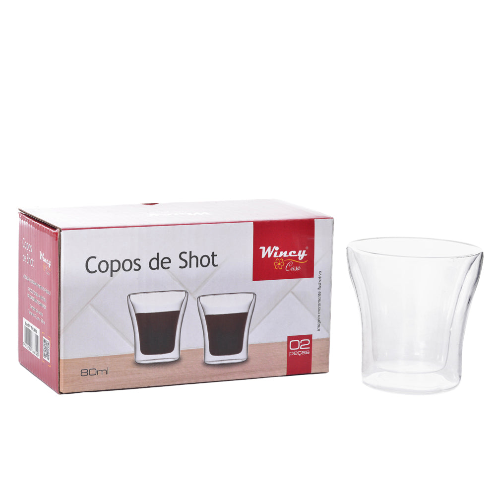 COPO PAREDE DUPLA PARTY SHOT 80 ML VIDRO BOROSSILICATO 2PCS