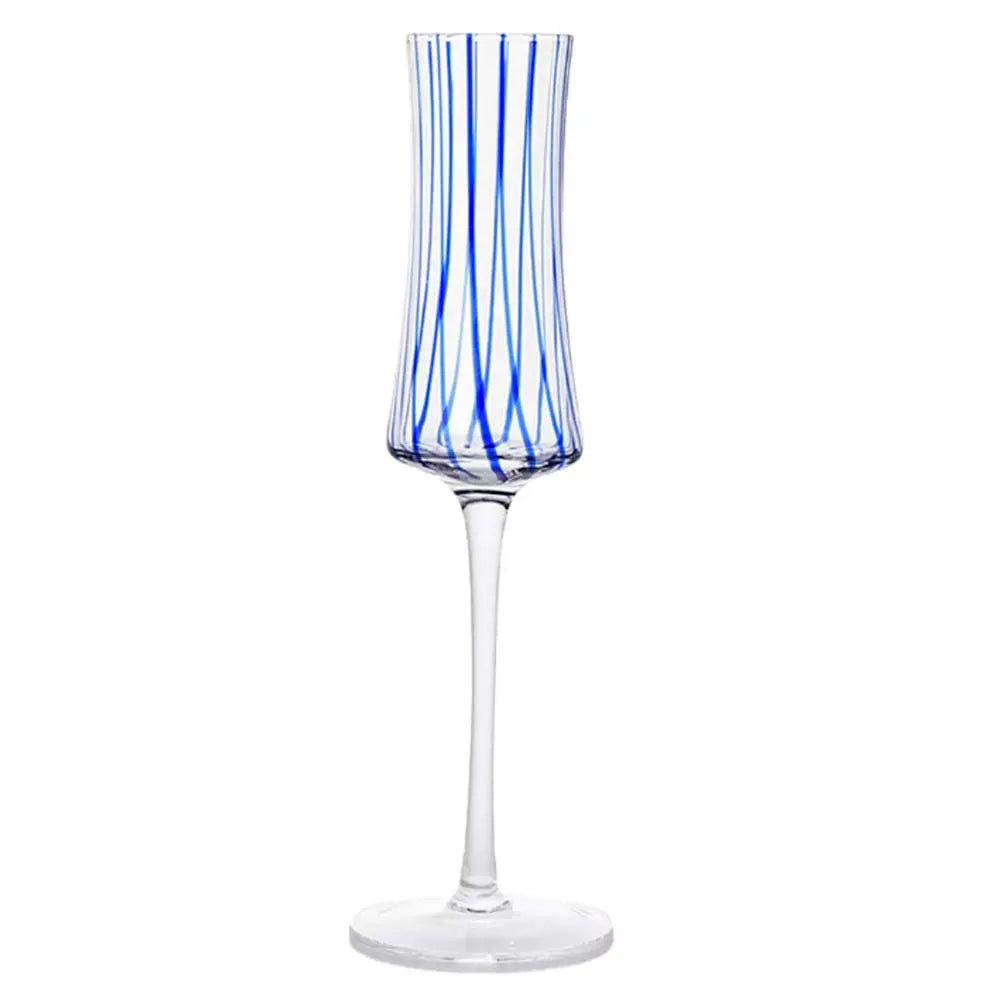 TAÇA KEY WEST DE VIDRO PARA ESPUMANTE TRANSPARENTE E AZUL 420ML