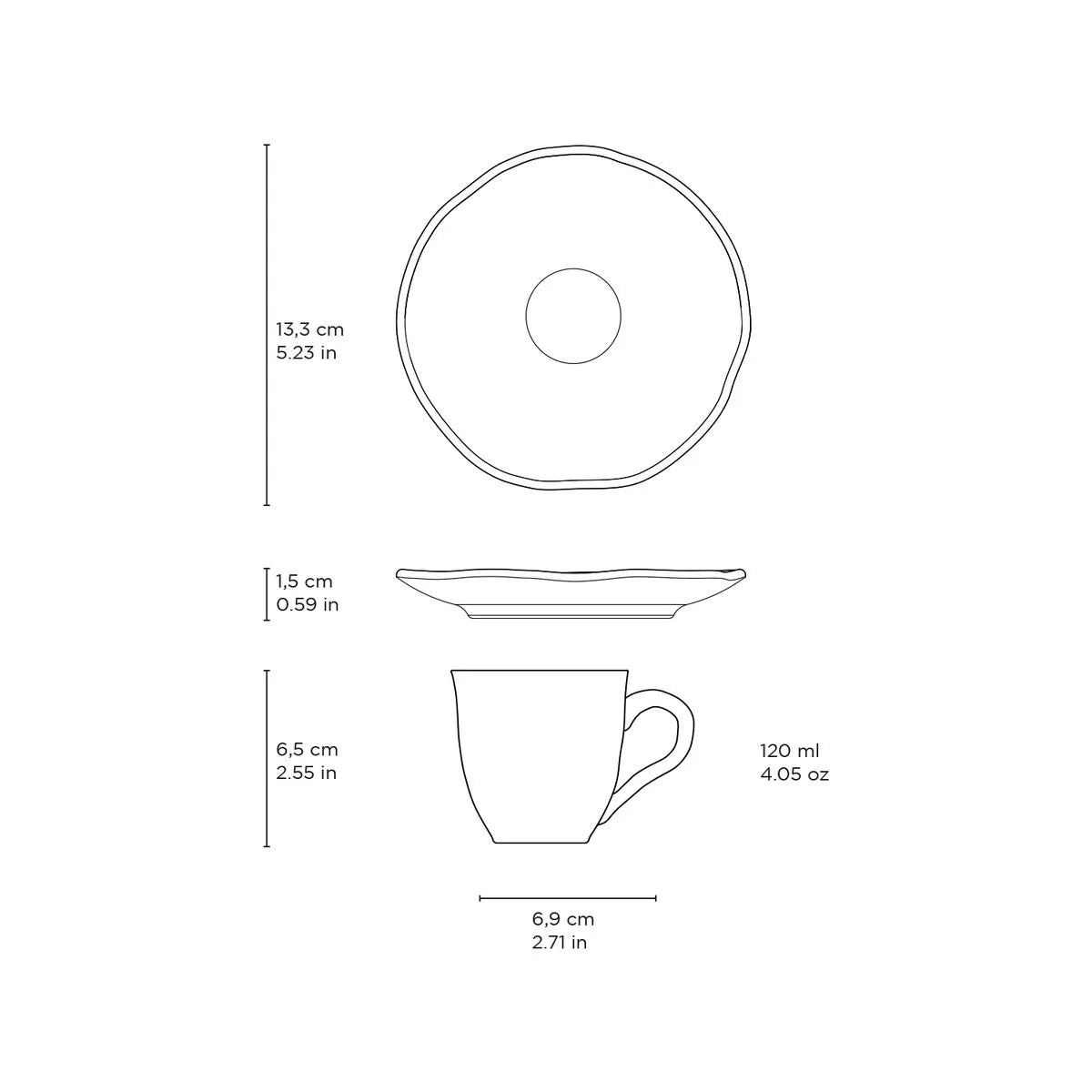 CONJUNTO COM 6 XÍCARAS DE CAFÉ COM PIRES BIO LITCHI 120ml