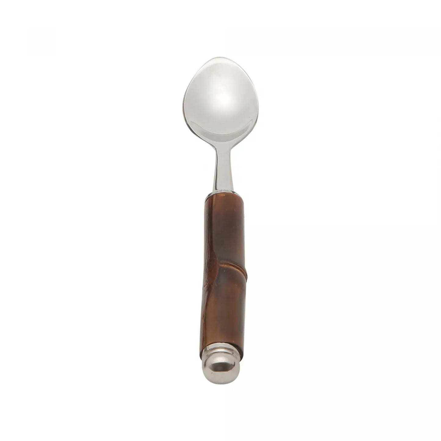 CONJUNTO 4 COLHERES DE CAFÉ DE AÇO INOX COM CABO DE BAMBU