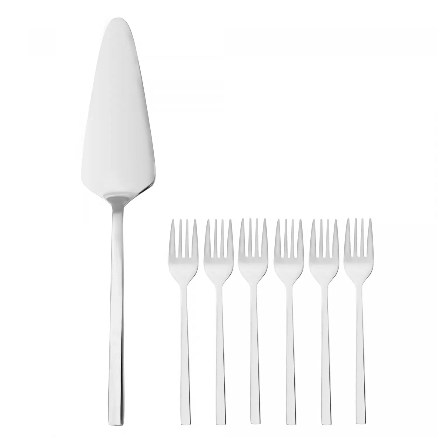 Conjunto 7 Peças Espátula para Bolo e 6 Garfos para Sobremesa Firenze Aço Inox