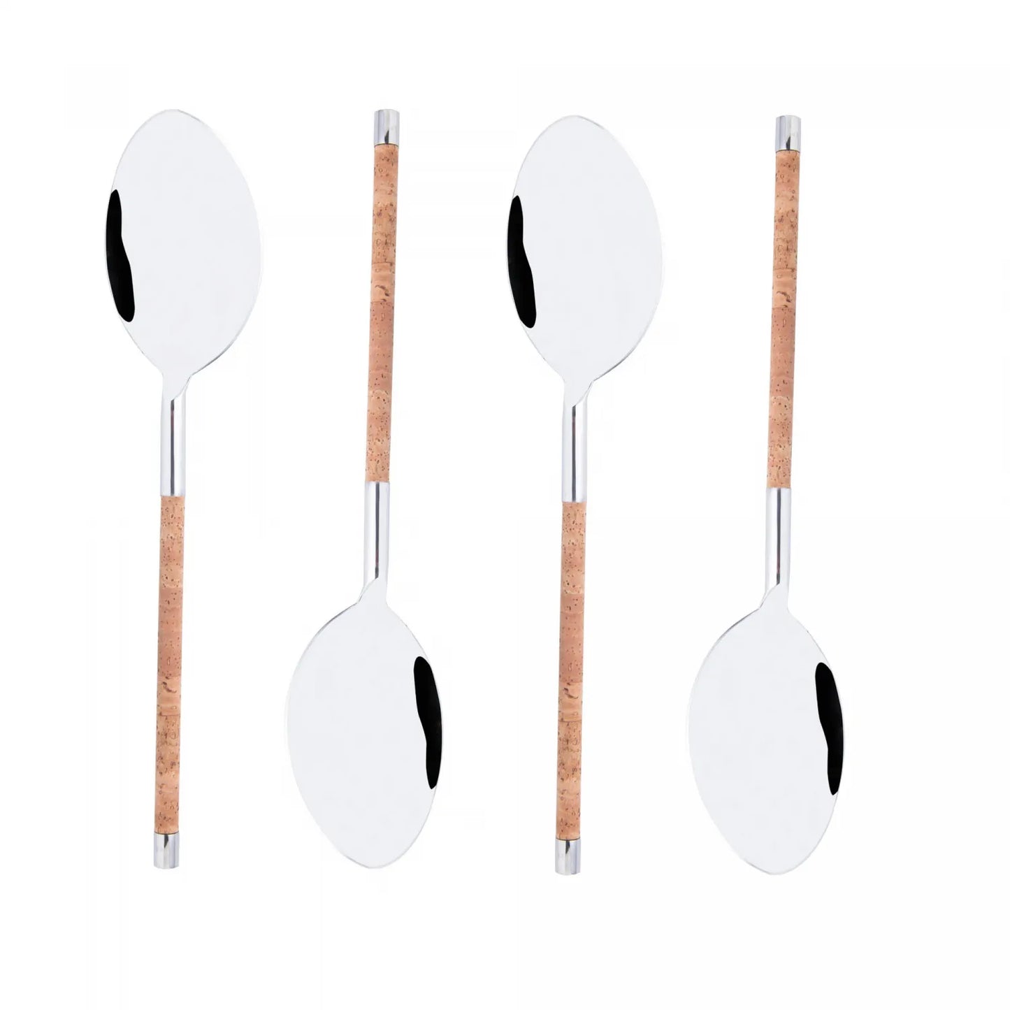 Conjunto 4 Colheres de Café de Aço Inox com Cabo de Cortiça