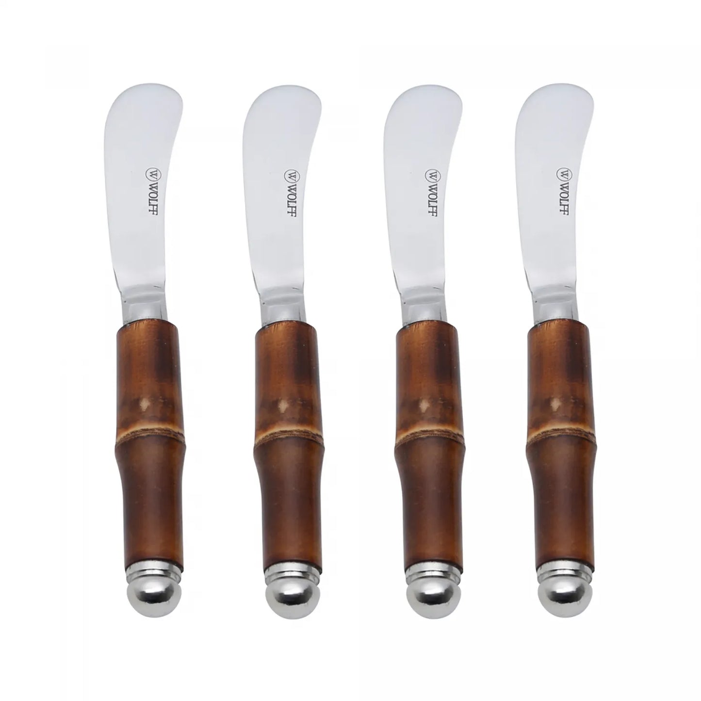 Conjunto 4 Espátulas de Aço Inox com Cabo de Bambu