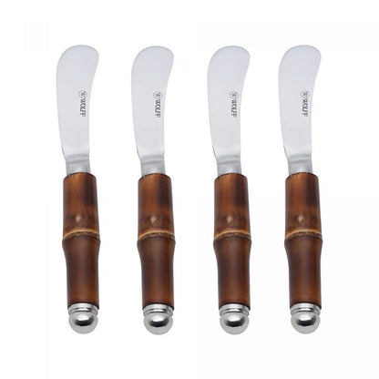 Conjunto 4 Espátulas de Aço Inox com Cabo de Bambu