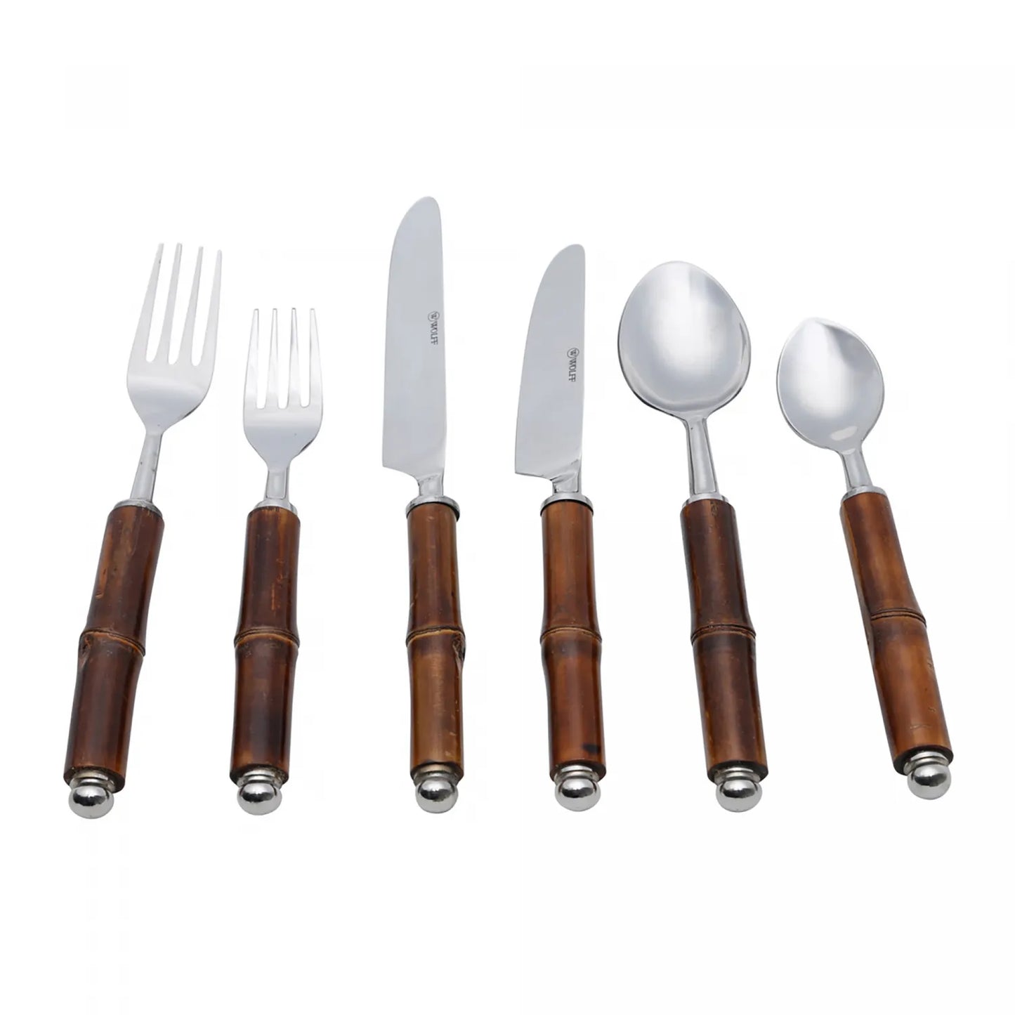CONJUNTO 6 TALHERES DE AÇO INOX COM CABO DE BAMBU
