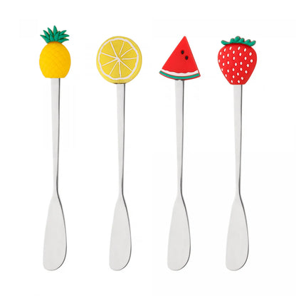 Conjunto 4 Espátulas de Aço Inox Fruit Prata