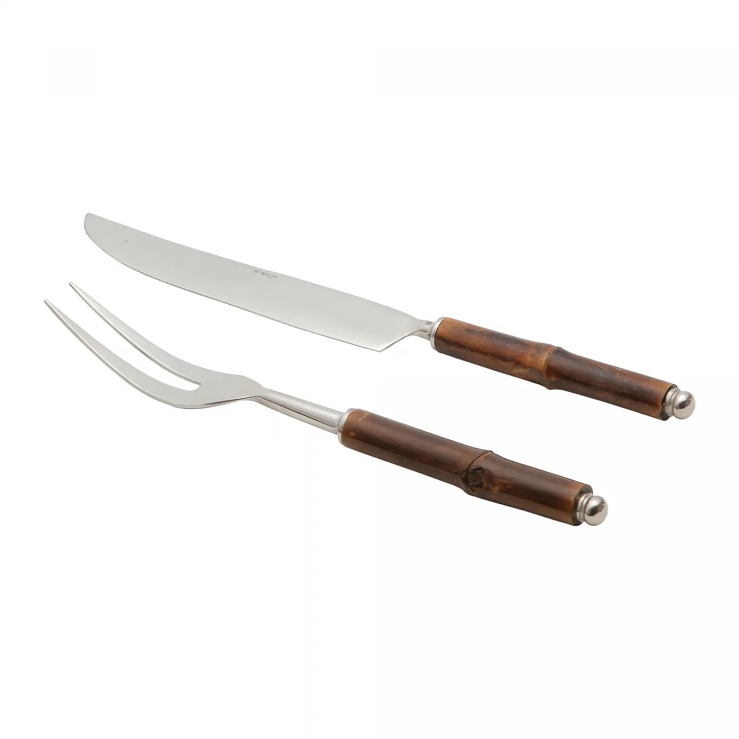 Conjunto 2 Peças Faca e Garfo para Assado de Aço Inox com Cabo de Bambu