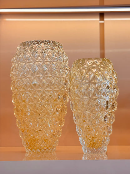 VASO EM CRISTAL MURANO DIAMANTE P CRISTAL COM DOURADO