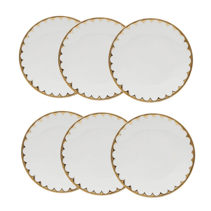CONJ 6 PRATO FUNDO BRANCO COM DOURADO