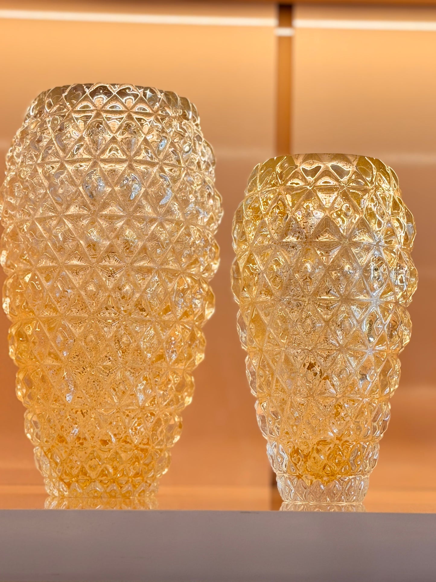 VASO EM CRISTAL MURANO DIAMANTE P CRISTAL COM DOURADO