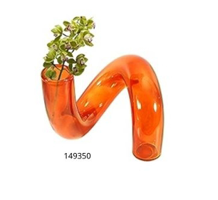 VASO TUBO  TORCIDO DE VIDRO LARANJA  12X12
