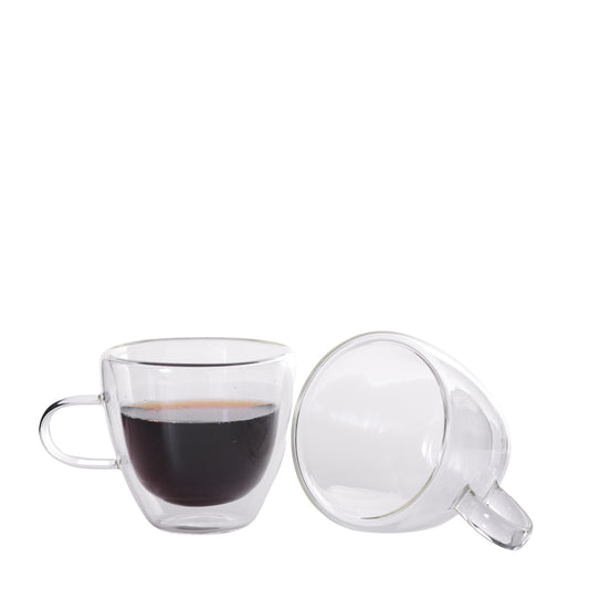 CANECA VIDRO DUPLO DOBLE 120 ML 2PCS