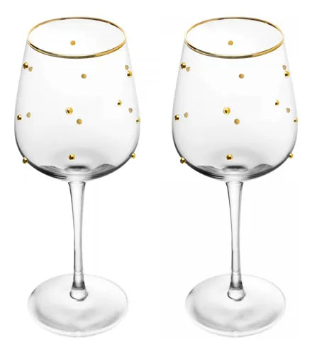 CONJUNTO 2 TAÇAS P/VINHO FIO DE OURO