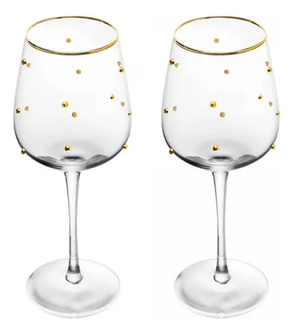 CONJUNTO 2 TAÇAS P/VINHO FIO DE OURO