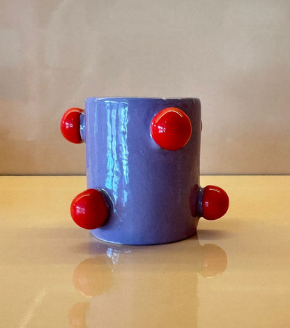 CANECA ARTÍSTICA PONTOS DE COR "LILÁS"