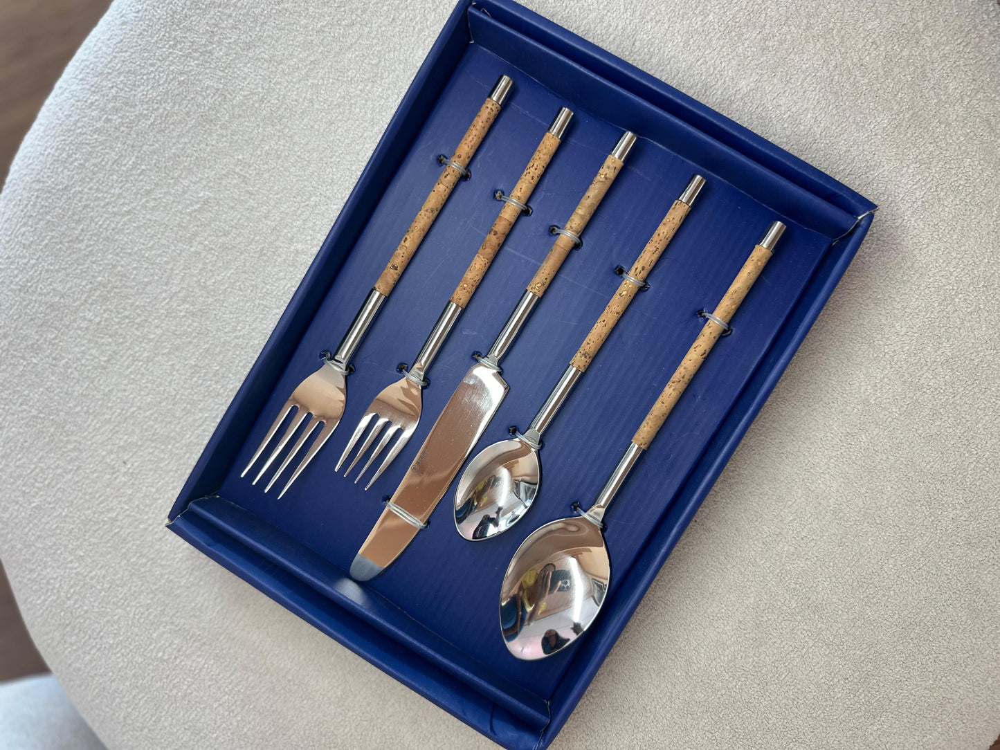 Conjunto 5 Talheres de Aço Inox com Cabo de Cortiça