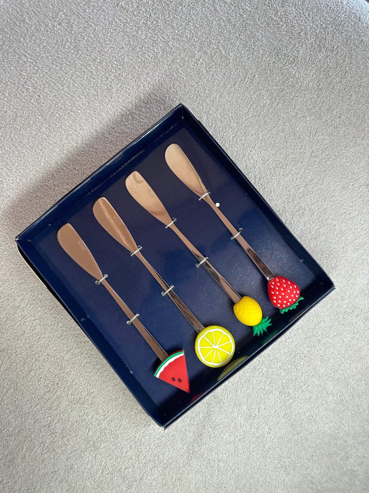 Conjunto 4 Espátulas de Aço Inox Fruit Prata