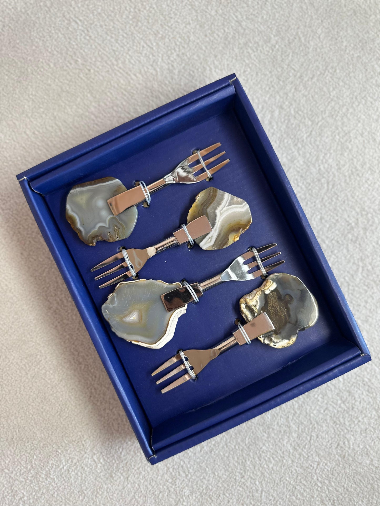Conjunto 4 Garfos para Petisco de Aço Inox Dourado Ágata