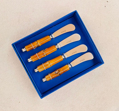 Conjunto 4 Espátulas de Aço Inox com Cabo de Bambu