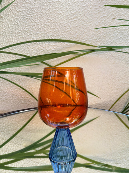 TAÇA DE VIDRO PARA ÁGUA BRISTOL LARANJA E AZUL 630ML