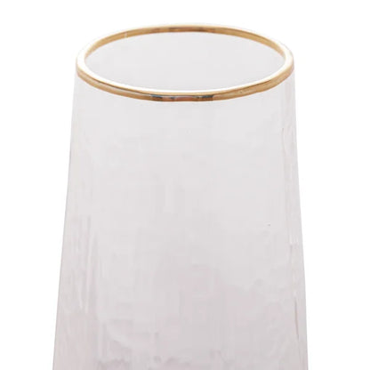 CJ 2 TAÇAS DE CRISTAL DE CHUMBO P/ CHAMPANHE C/ BORDA DOURADA TAJ 300ML