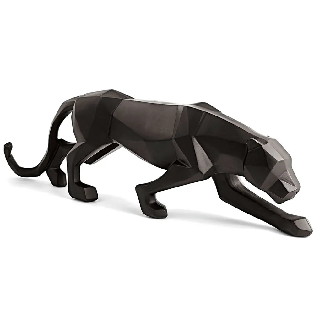 ESCULTURA LEOPARDO PRETO EM POLIRESINA M