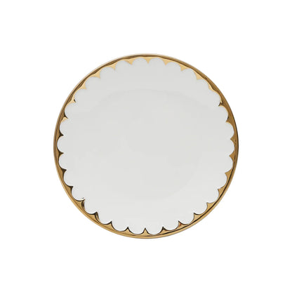 CONJ 6 PRATO FUNDO BRANCO COM DOURADO