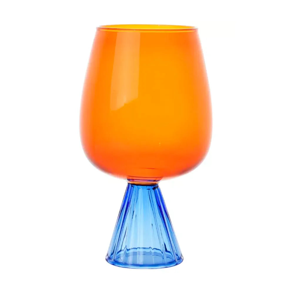 TAÇA DE VIDRO PARA ÁGUA BRISTOL LARANJA E AZUL 630ML