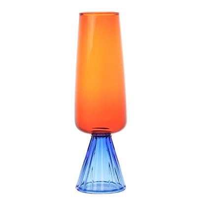 TAÇA DE VIDRO PARA ESPUMANTE BRISTOL LARANJA E AZUL 270ML