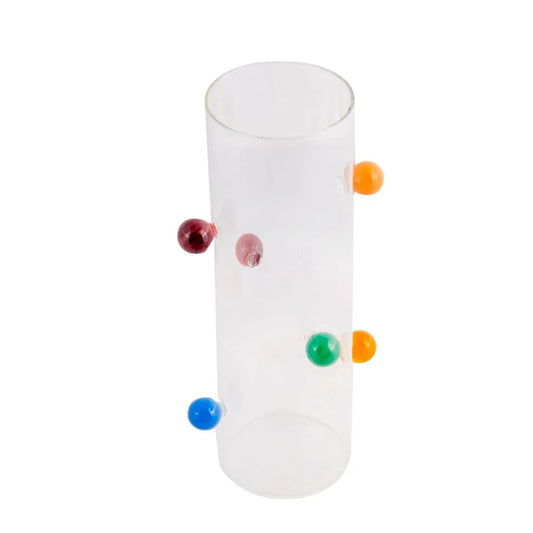 VASO DE VIDRO COLORIDO DA COLEÇÃO PONTOS COLORIDOS